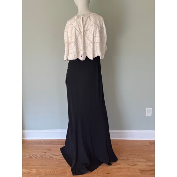 REBA EMBELLISHED CAPE OVERLAY GOWN. Size 8 - Picture 7 of 11